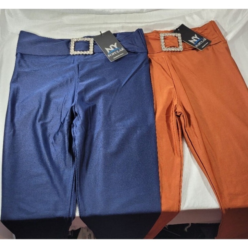 LOT: 2 Pairs NY Popular Rhinestone Buckle Luxury Turkish‎ Leggings - Sz 4XL